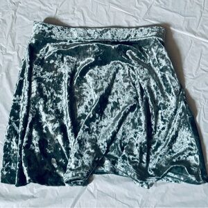 Mint green velvet texture mini skirt